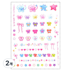 gelluna 迷你貓咪小熊小狗蝴蝶彩色插畫漢娜紋身貼紙 T-264, 2個, C款