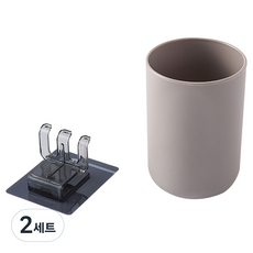 JCC 牙刷與漱口杯架, 棕色, 2套