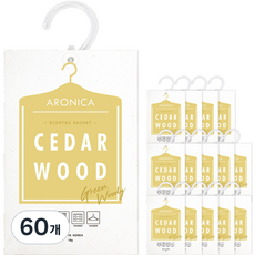 아로니카 센티드 샤쉐 옷걸이형 옷장 방향제 본품, 18g, 60개, 시더우드