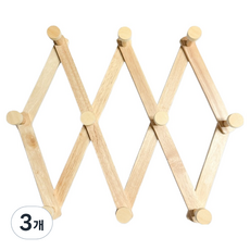 원목 아트 자바라 옷걸이 중, 베이지, 3개