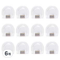 문구담 멀티 반달 클립 접이식 D형 집게 01 투명색, 6개, 12개입, 소