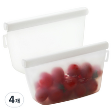 lilive 더블락 실리콘 지퍼백 화이트, 500ml, 1개입, 4개