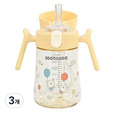 순수아 원터치 유아 PPSU 빨대컵 추형, 240ml, 3개, 라이트베이지