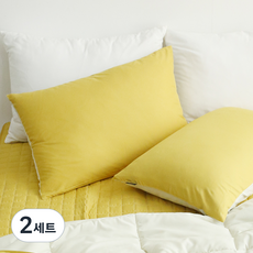 지베딩 이지라벨 먼지없는 건조기사용가능한 베개커버 2p + 베개솜 2p 세트, 옐로우, 2세트