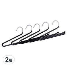德利生活 鵝型褲架正向35cm 5個 防滑褲架 衣櫃收納好幫手, 黑色, 2組