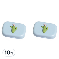 헬씨닷 파스텔 칼라 사각 콘텍트렌즈통 선인장, 혼합색상, 10개