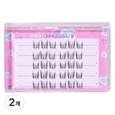 IHara 橫向5排免膠水自然B款假睫毛, 黑色, 2個