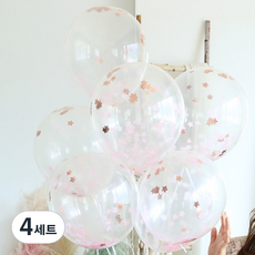 現代混合星五彩紙屑氣球套裝, 玫瑰金, 4組
