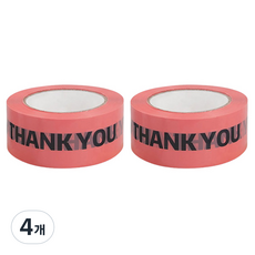 마켓감성 포장 데코 박스 테이프 45mm x 1m, 핑크블랙THANKYOU, 4개
