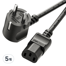 코드웨이 국산 AC 10A 전원코드 파워케이블 블랙, 5개, 1.8m