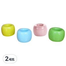 LIFE TOTEM 素色陶瓷牙刷架 4入, 黃色+藍色+粉紅色+綠色, 2套