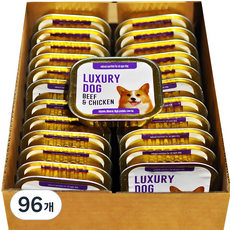 럭셔리독 강아지 전연령 간식 캔, 혼합맛(소고기/닭고기), 100g, 96개