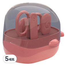 신신살롱 유아용 고래모양 손톱깎이 세트, 핑크, 5세트