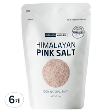 키친밸리 히말라야 핑크솔트 중간 소금, 1kg, 6개