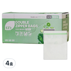 EZn 標準雙層夾鏈袋 冷藏冷凍兩用 M(18*20cm) 1盒 100入, 4盒