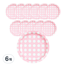 PARTYSHOW 粉紅色圓點盤 18cm, 6入, 6個