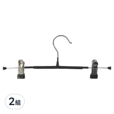 奈米防滑無痕褲架，高錳鋼+塑料+鐵絲，31x5.5cm，10入/袋, 黑色, 2組
