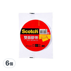 3M Scotch 雙面膠帶, 48mmx15yd, 668, 6個