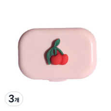 에이홉 귀여운 원포인트 파스텔 렌즈케이스, 핑크 체리, 3개