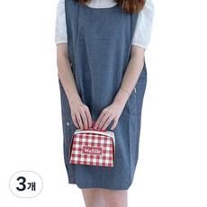 Deconine 基本款格紋圍裙, 海軍藍, 3個