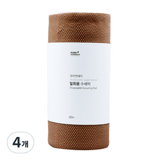 퓨어썬데이 뽀드득 일회용수세미, 브라운, 60개입, 4개