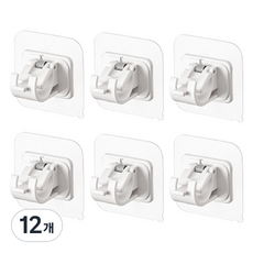 REAL PICKY 牆面黏貼式免打孔彈簧窗簾桿多用途支架貼紙, 白色, 12個