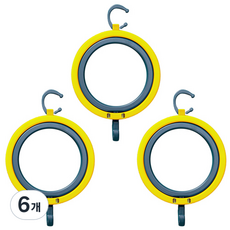 원형 모자 홀더 잡화걸이, 옐로우그린, 6개