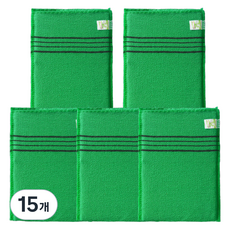 꾸지 고급 때밀이 이태리 타월, 그린, 15개, 1개입