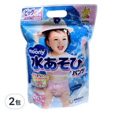 Moony 滿意寶寶 玩水褲褲型尿布女童款 XL, 6片