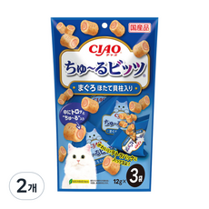 챠오츄르 고양이 츄르비츠 짜먹는 간식 3p, 혼합맛(참치/가리비관자), 36g, 2개