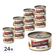 해피타임 강아지 캔 간식, 혼합맛(닭고기/소고기), 100g, 24개