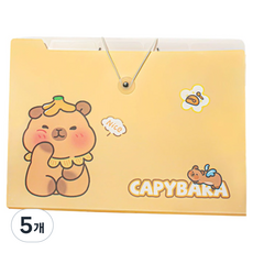 델리리움 예쁜 색감 대용량 아코디언 서류 A4 파일 케이스 1 8단 32 x 25 cm, 카피바라1, 5개