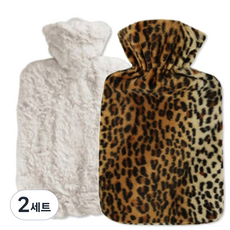 휴고프로쉬 보온 물주머니 핫팩 럭셔리 양털형 1.8L 화이트 + 럭셔리 표범무늬형 1.8L, 2세트
