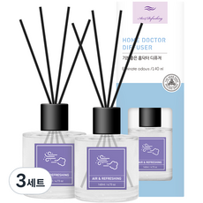 홈닥터 기분좋은 디퓨저 140ml x 2p + 섬유스틱 10p 세트, 라벤더/레몬향, 280ml, 3개