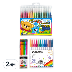 地球化學不易乾彩色筆36色 + Twocobi Coma三角橡皮擦鉛筆 TC-208 B 6種 x 2p + Monami超級簽字筆12色組, 混合色, 2套