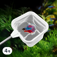 Lemong Creep 水族箱不鏽鋼3D蝦魚撈網 白色, 4個