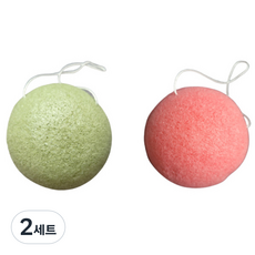 Happynic馬卡龍色蒟蒻海綿圓形 2種, 綠色, 粉紅色, 2組