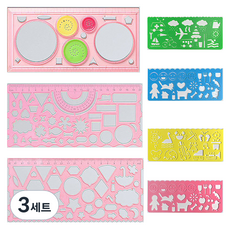 바코젤 모양 도형자 7종 세트, 핑크, 3세트