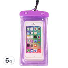 블루코지 튜브 심플 스마트폰 방수팩, 퍼플, 6개