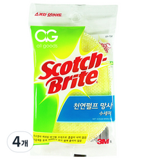 스카치브라이트 천연펄프 망사 수세미 타원형 랜덤발송, 1개, 4개