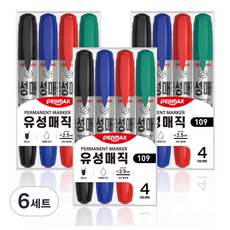 PENMAX Jumbo油性麥克筆 4種組, 黑、藍、紅、綠, 6套