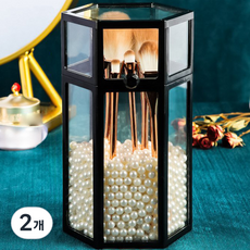 六角形防塵刷具收納筒 10 + 白色珍珠, 黑色, 2個