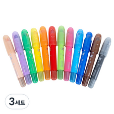 호안미로 반짝이 실크 크레용 12종 세트, 3세트, 12색