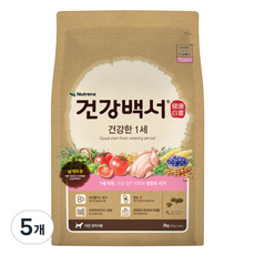 건강백서 강아지 기능성 사료, 닭, 2kg, 5개