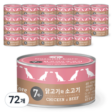 네츄럴코어 강아지 7 플러스 시니어캔, 혼합맛(닭/소고기), 95g, 72개