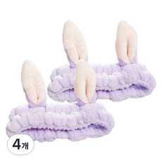 鬧騰姐妹 兔耳洗臉髮帶, 4個, 紫色