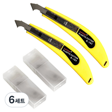 카테나이 아크릴 커터칼 2p + 기본칼날 6p + 추가칼날 20p 세트, 노랑, 6세트