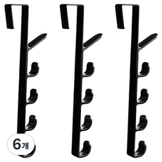 Ttabongoppa 纖薄直立式門上帽子包包掛架 28 x 4.5 cm JNHA2270, 黑色, 6個