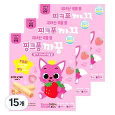 핑크퐁 까꿍 곡물 롤 과자 7p, 딸기 + 곡물 혼합맛, 35g, 15개