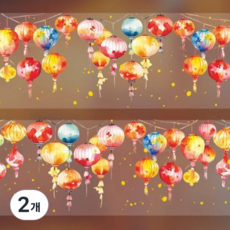 Sellinew PET柔軟夜景東方日記裝飾紙膠帶 50mm*2m, 2個, 4盞七彩燈籠